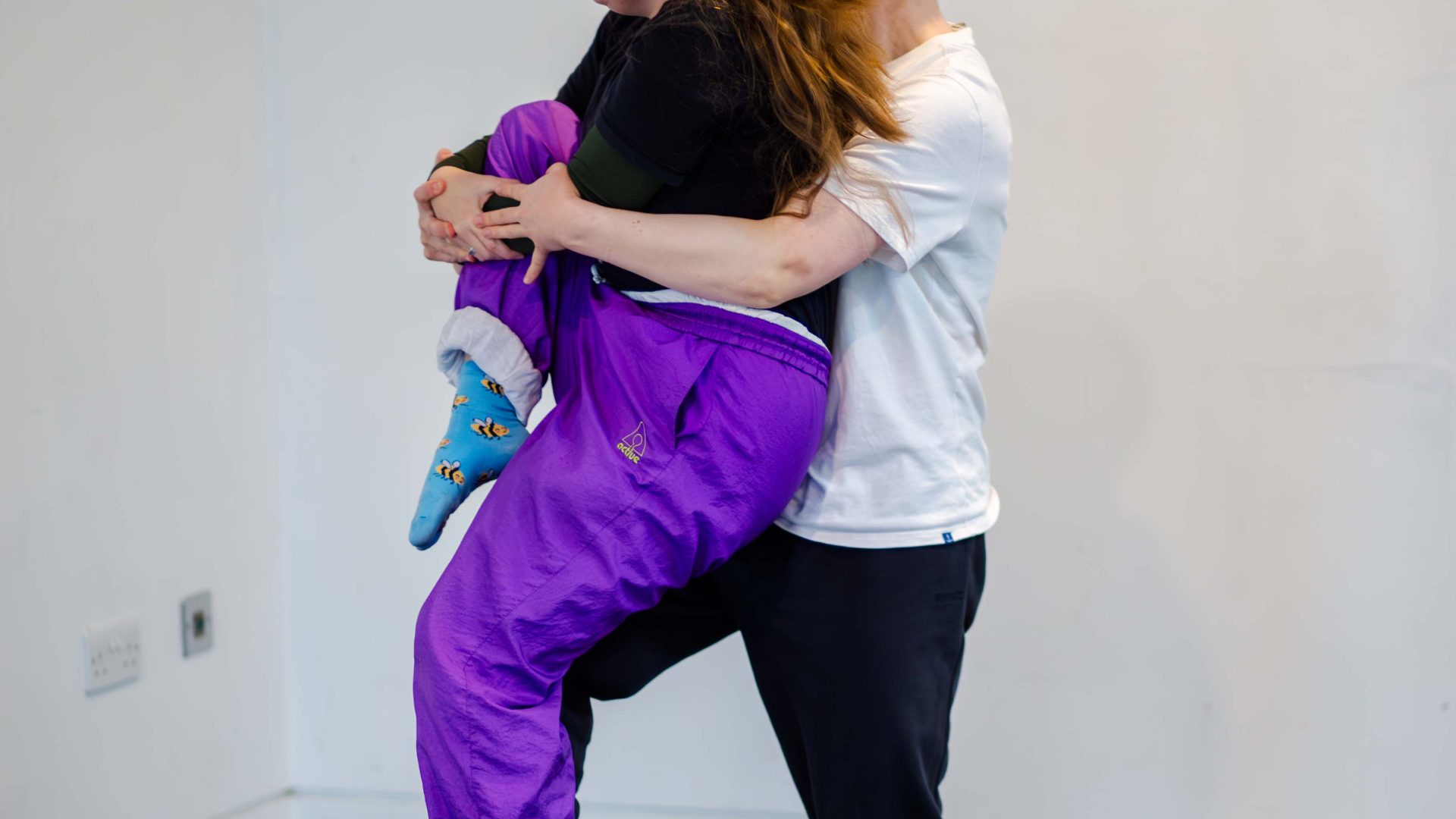 DEBS autumn residency 2025. Image credit: Paul Andrews One young dancer lifts another off the ground